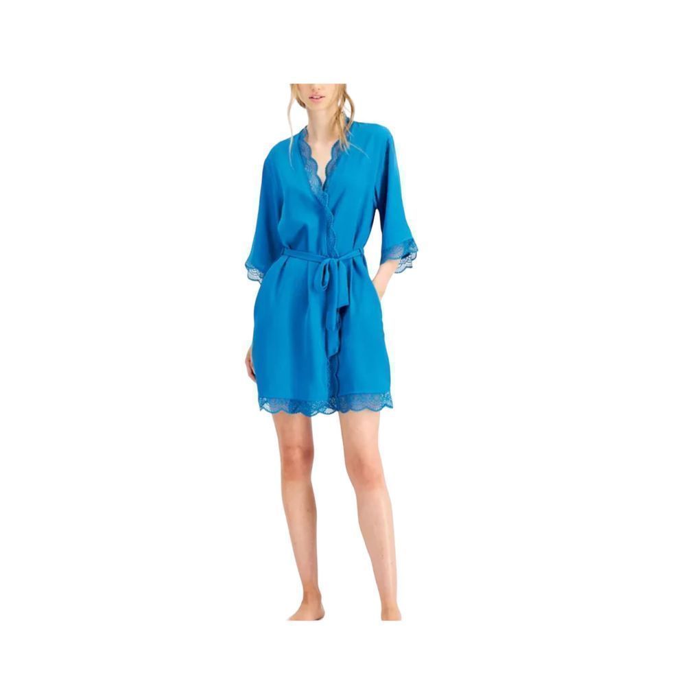 International Concepts Lace Trim Short Robe Intimates Pajamas Women